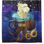 タコ巨大とカラベラ シャワーカーテン (正面)