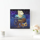 タコ巨大とカラベラ スクエア壁時計 (ホーム)