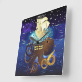 タコ巨大とカラベラ スクエア壁時計 (傾斜)