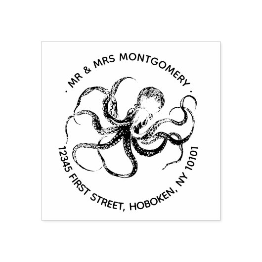 タコ差出人住所切手 ラバースタンプ (インプリント)