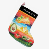 タコ愛好家 |モノグラムクリスマス ラージクリスマスストッキング (正面 (吊り時))