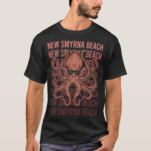 タコ新おもしろいSmyrnaビーチ Tシャツ (正面)
