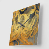 タコ時計ヴィンテージ金ゴールドブラックウォーター色 スクエア壁時計 (傾斜)