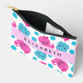 タコ柄かわいいタコ海あなたの名前 アクセサリーポーチ (見開き)