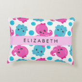 タコ柄かわいいタコ海あなたの名前 アクセントクッション (裏面)