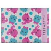 タコ柄かわいいタコ海あなたの名前 カッティングボード (正面)