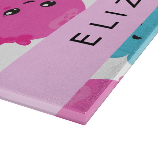 タコ柄かわいいタコ海あなたの名前 カッティングボード (角)