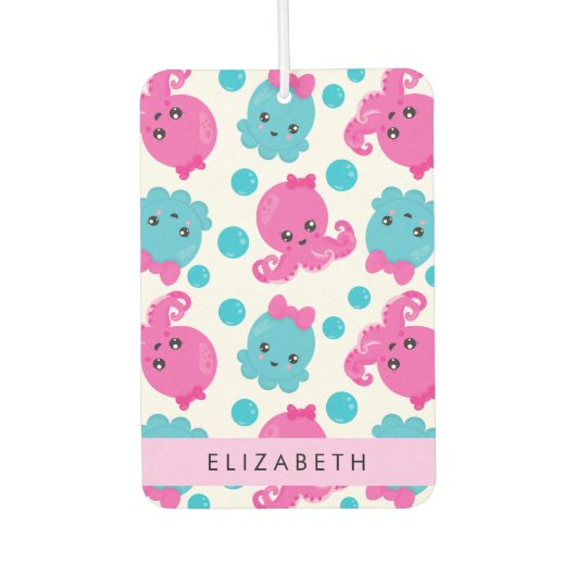 タコ柄かわいいタコ海あなたの名前 カーエアーフレッシュナー (正面)