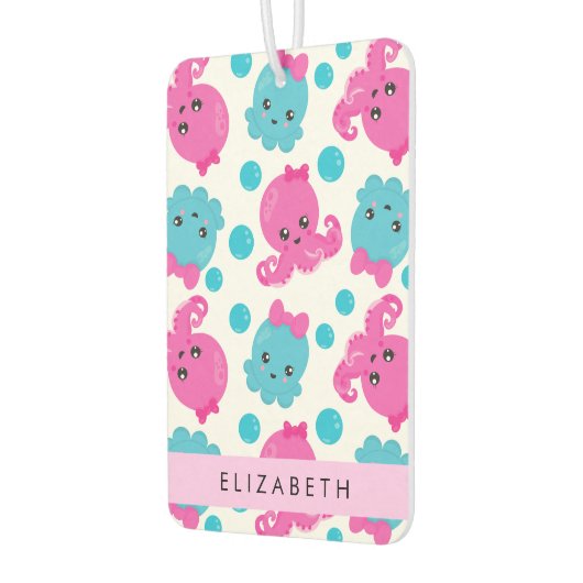 タコ柄かわいいタコ海あなたの名前 カーエアーフレッシュナー (左)