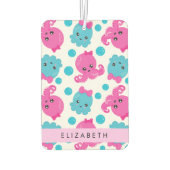 タコ柄かわいいタコ海あなたの名前 カーエアーフレッシュナー (裏面)