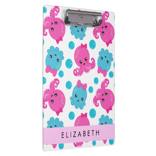 タコ柄かわいいタコ海あなたの名前 クリップボード (右)