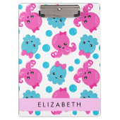 タコ柄かわいいタコ海あなたの名前 クリップボード (正面)