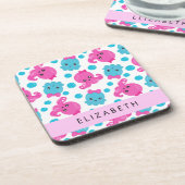 タコ柄かわいいタコ海あなたの名前 コースター (左側)