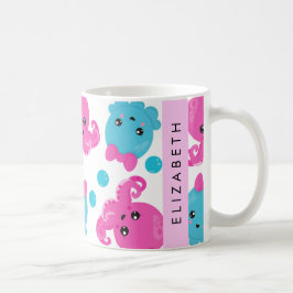 タコ柄かわいいタコ海あなたの名前 コーヒーマグカップ