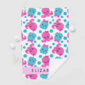 タコ柄かわいいタコ海あなたの名前 ゴルフタオル (インサイチュ)