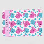 タコ柄かわいいタコ海あなたの名前 ゴルフタオル (横)