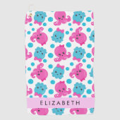 タコ柄かわいいタコ海あなたの名前 ゴルフタオル (正面)