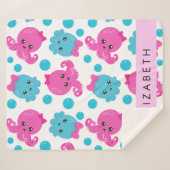 タコ柄かわいいタコ海あなたの名前 シェルパブランケット (正面(横))