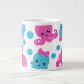 タコ柄かわいいタコ海あなたの名前 ジャンボコーヒーマグカップ (正面)