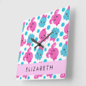 タコ柄かわいいタコ海あなたの名前 スクエア壁時計 (傾斜)