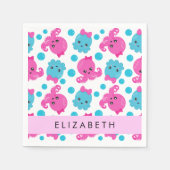 タコ柄かわいいタコ海あなたの名前 スタンダードカクテルナプキン (正面)