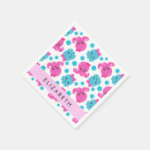 タコ柄かわいいタコ海あなたの名前 スタンダードカクテルナプキン (角)