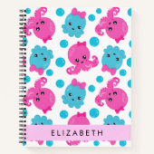 タコ柄かわいいタコ海あなたの名前 ノートブック (正面)