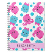 タコ柄かわいいタコ海あなたの名前 ノートブック (正面)