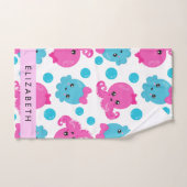 タコ柄かわいいタコ海あなたの名前 バスタオルセット (ハンドタオル)