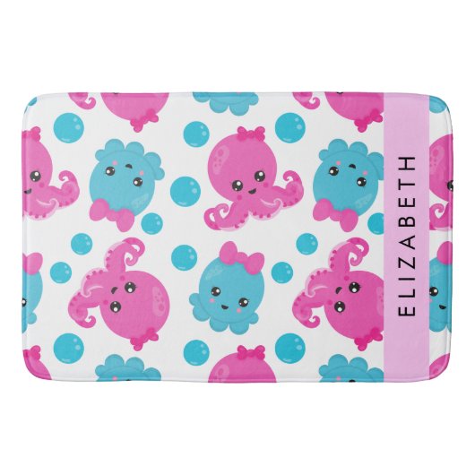 タコ柄かわいいタコ海あなたの名前 バスマット (正面)