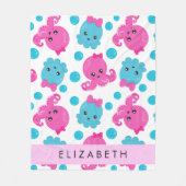 タコ柄かわいいタコ海あなたの名前 フリースブランケット (正面)