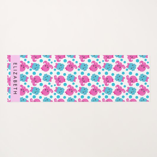 タコ柄かわいいタコ海あなたの名前 ヨガマット (裏面(横))