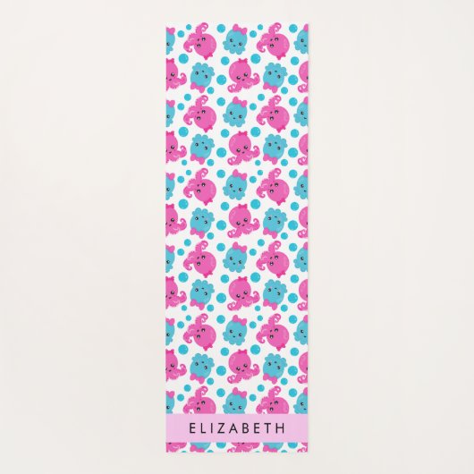 タコ柄かわいいタコ海あなたの名前 ヨガマット (裏面)