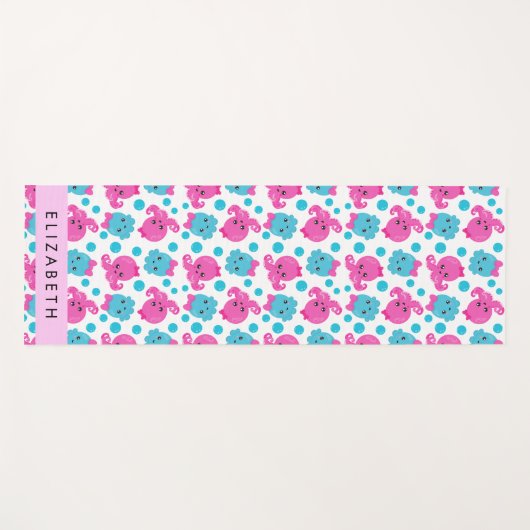 タコ柄かわいいタコ海あなたの名前 ヨガマット (正面(横))