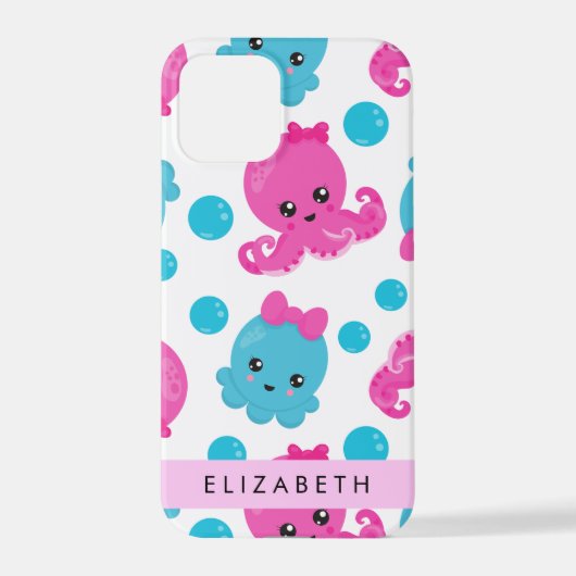 タコ柄かわいいタコ海あなたの名前 iPhoneケース (裏面)