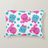 タコ柄、かわいいタコ、海獣 アクセントクッション (裏面)