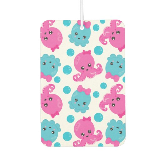 タコ柄、かわいいタコ、海獣 カーエアーフレッシュナー (正面)