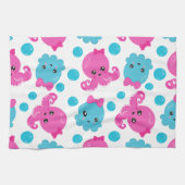 タコ柄、かわいいタコ、海獣 キッチンタオル (横)