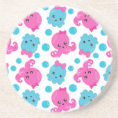 タコ柄、かわいいタコ、海獣 コースター (正面)