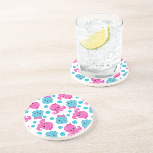 タコ柄、かわいいタコ、海獣 コースター (側面)