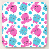 タコ柄、かわいいタコ、海獣 コースター (正面)