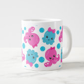 タコ柄、かわいいタコ、海獣 ジャンボコーヒーマグカップ (正面右)