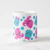 タコ柄、かわいいタコ、海獣 ジャンボコーヒーマグカップ (正面)