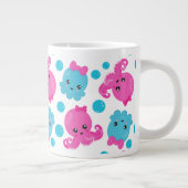タコ柄、かわいいタコ、海獣 ジャンボコーヒーマグカップ (右)