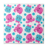 タコ柄、かわいいタコ、海獣 タイル (正面)