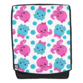 タコ柄、かわいいタコ、海獣 バックパック (正面)