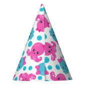 タコ柄、かわいいタコ、海獣 パーティーハット (裏面)