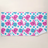 タコ柄、かわいいタコ、海獣 ビーチタオル (正面)