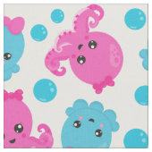 タコ柄、かわいいタコ、海獣 ファブリック (クローズアップ)