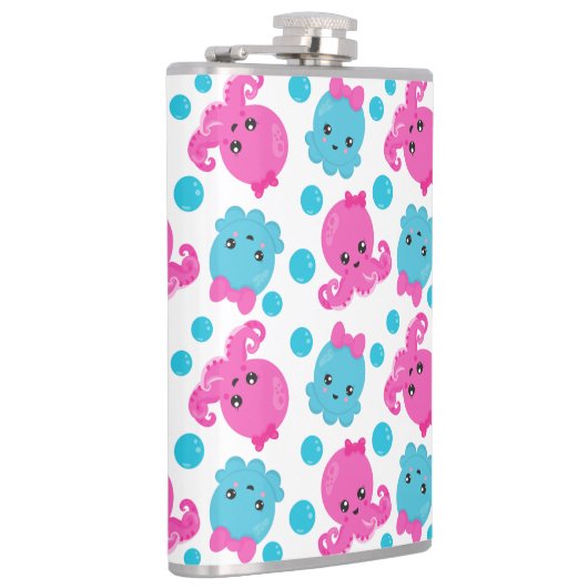 タコ柄、かわいいタコ、海獣 フラスク (右)